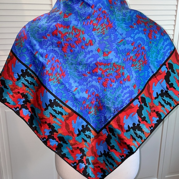 Anne Klein vibrant color abstract square scarf - Picture 3 of 4